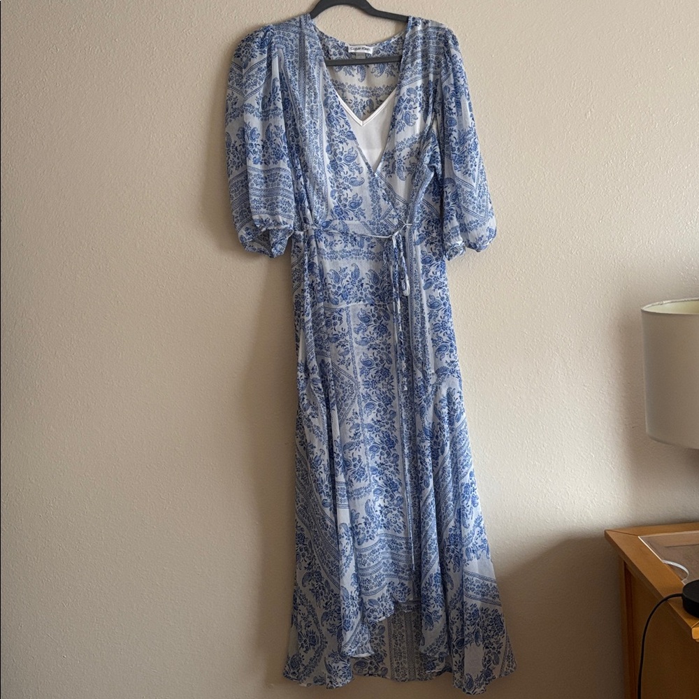 Calvin Klein Blue and White Patterned Dress